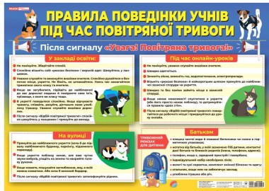 Фото Правила поведінки учнів під час повітряної тривоги. Плакат